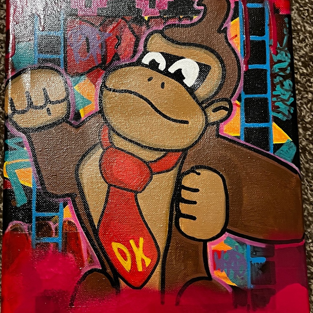 Donkey Kong Pop Art Canvas - Red Tie